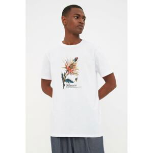 Trendyol White Men Regular Fit Crew Neck Short Sleeved Printed T-Shirt