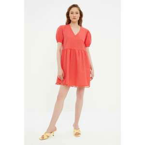 Trendyol Red Pompom Detailed Dress