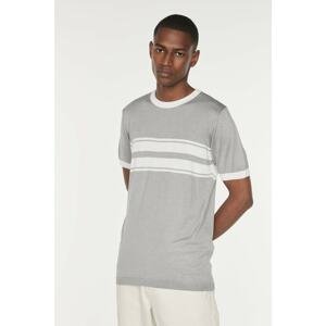 Trendyol Gray Men Regular Fit Crew Neck Line Detailed Knitwear T-Shirt