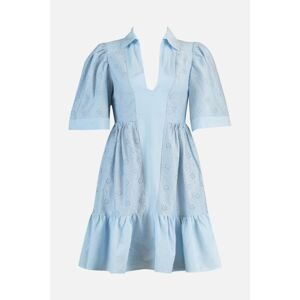 Trendyol Design Blue Waist Pleated Brode Dress