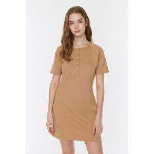 Trendyol Stone Button Slim Knitted Dress