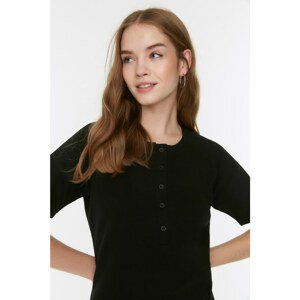 Trendyol Black Button Slim Knitted Dress