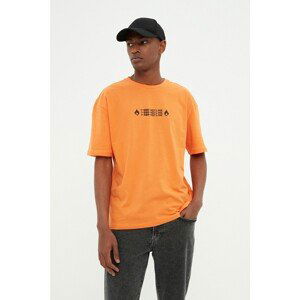 Trendyol Orange Men's Relaxed Fit Crew Neck Short Sleeve Printed T-Shirt