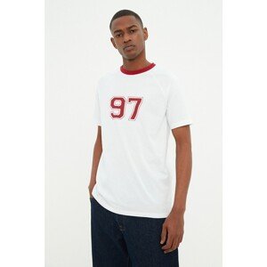 Trendyol White Men's Slim Fit Short Sleeve Crew Neck Printed T-Shirt