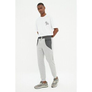 Trendyol Gray Men's Slim Fit Zippered Pocket Detailed Paneled Sweatpants