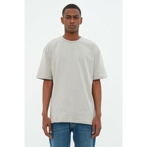 Trendyol Gray Men's Basic 100% Cotton Relaxed Fit Crew Neck Short Sleeved T-Shirt