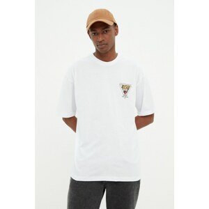 Trendyol White Men's Relaxed Fit Short Sleeve Printed T-Shirt