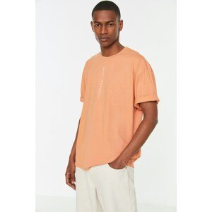 Trendyol Tile Men Oversize Fit 100% Organic Cotton Crew Neck Short Sleeve Printed T-Shirt