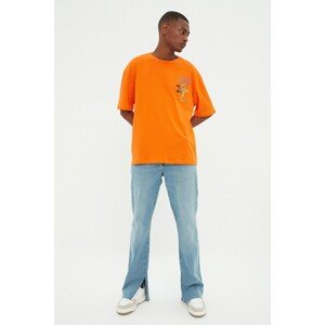 Trendyol Orange Men's Relaxed Fit Printed Short Sleeve T-Shirt