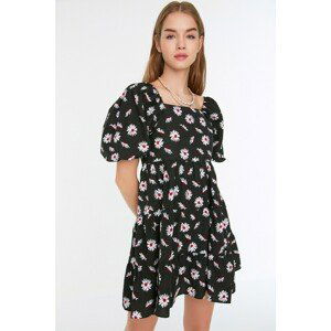 Trendyol Black Floral Patterned Wide Cut Dress