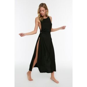 Trendyol Black Pleated Slit Detailed Dress