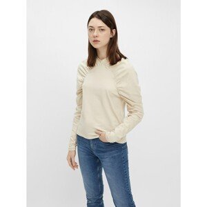 Cream T-Shirt with Ruffled Sleeves Pieces - Women