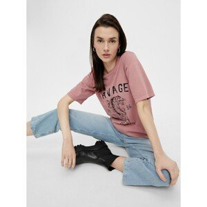 Pink T-shirt with Print Pieces - Women