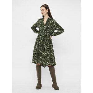 Dark Green Patterned Shirt Dress Pieces Faxa - Women
