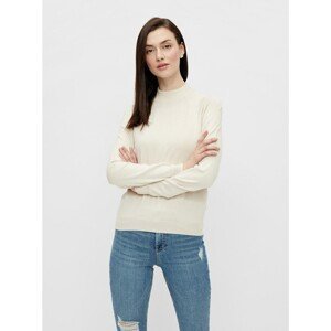Cream Sweater with Stand-Up Collar Pieces Esera - Women