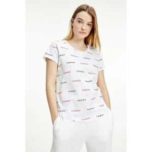 Tommy Hilfiger White Women's T-Shirt SS Tee Print with Logo - Women