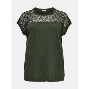 Dark Green Top with Lace Details ONLY CARMAKOMA Flake - Women