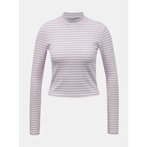 White-Purple Striped Short T-Shirt Pieces Raya - Women