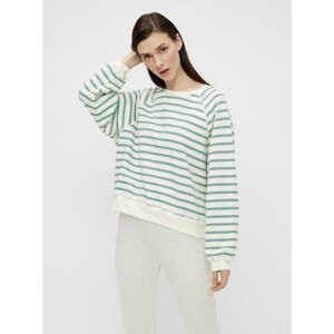 Green-white striped sweatshirt Pieces Greta - Women