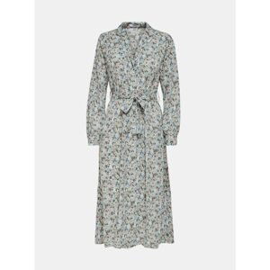 Light Blue Floral Shirt Midish dress ONLY Kendall - Women