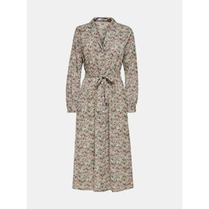 Khaki Floral Shirt Midish dress ONLY Kendall - Women