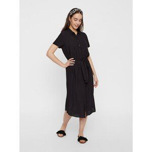 Black Shirt Midish with Tie Pieces Cecilie - Women