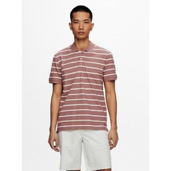 Old Pink Striped Polo T-Shirt ONLY & SONS Cooper - Men