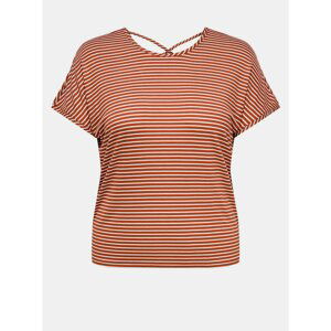 Brown-white striped T-shirt ONLY CARMAKOMA - Women