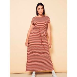Brown-white striped maxi dress ONLY CARMAKOMA - Women
