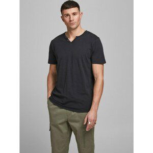 Jack & Jones Esplit Black Button T-Shirt - Men