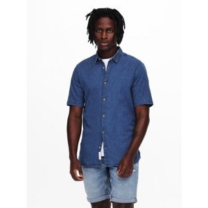 Blue Denim Short Sleeve Shirt ONLY & SONS - Men