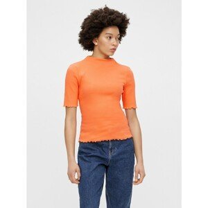 Orange T-Shirt with Stand-Up Collar Pieces Nukisa - Women