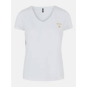 White T-shirt with embroidery Pieces Billy - Women