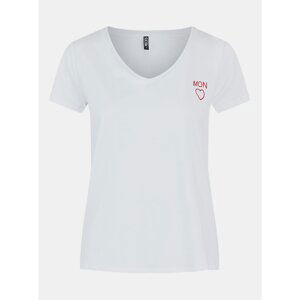 White T-shirt with embroidery Pieces Billy - Women