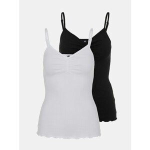 Set of two tank tops in white and black Pieces Arlene - Women