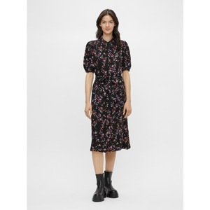 Black Floral Shirt Midish dress Pieces Lala - Women