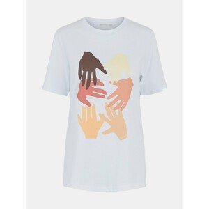 White Long T-Shirt with Pieces Lanea Print - Women