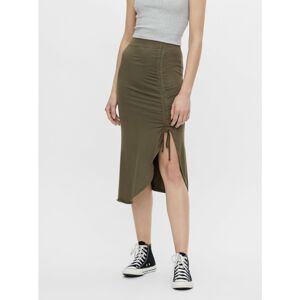 Khaki Sheath Skirt with Side Pull-down Pieces Neora - Women