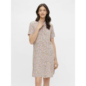 Yellow-purple floral shirt dress Pieces Rilla - Women