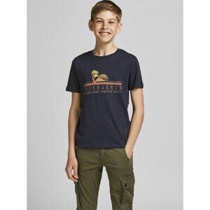 Dark blue boys' T-shirt with Jack & Jones Laguna print - unisex