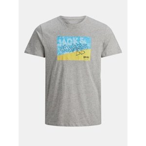 Jack & Jones Azure Print Grey T-Shirt - Men's