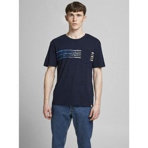 Dark Blue T-Shirt with Print Jack & Jones Shibori - Men