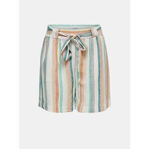 Blue-Cream Striped Linen Shorts ONLY CARMAKOMA Stacy - Women