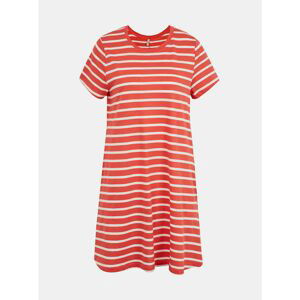 White-coral striped dress with pockets ONLY May - Women