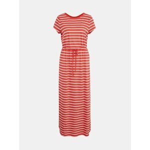 White-coral striped maxi dress with tie ONLY May - Women