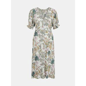 Green-white floral midish dress with buttons ONLY Mars - Women