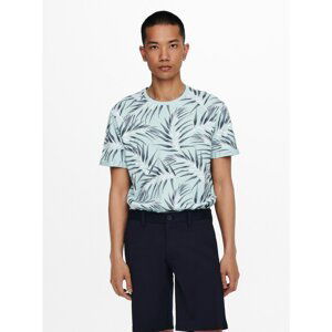 Light Blue Patterned T-Shirt ONLY & SONS Iason - Men