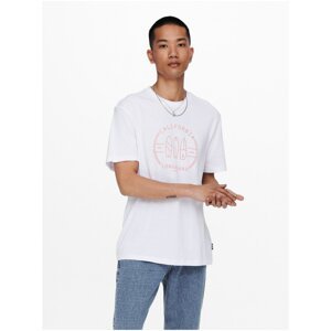 White T-shirt with print ONLY & SONS Pine - Men