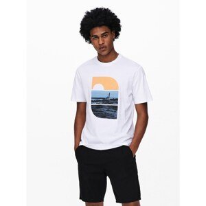 White T-shirt with print ONLY & SONS Plaza - Men
