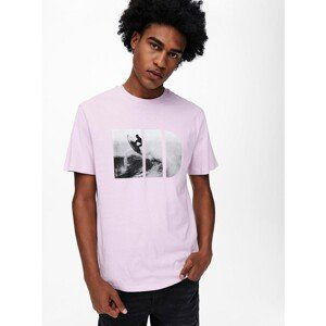 Light purple T-shirt with print ONLY & SONS Plaza - Men